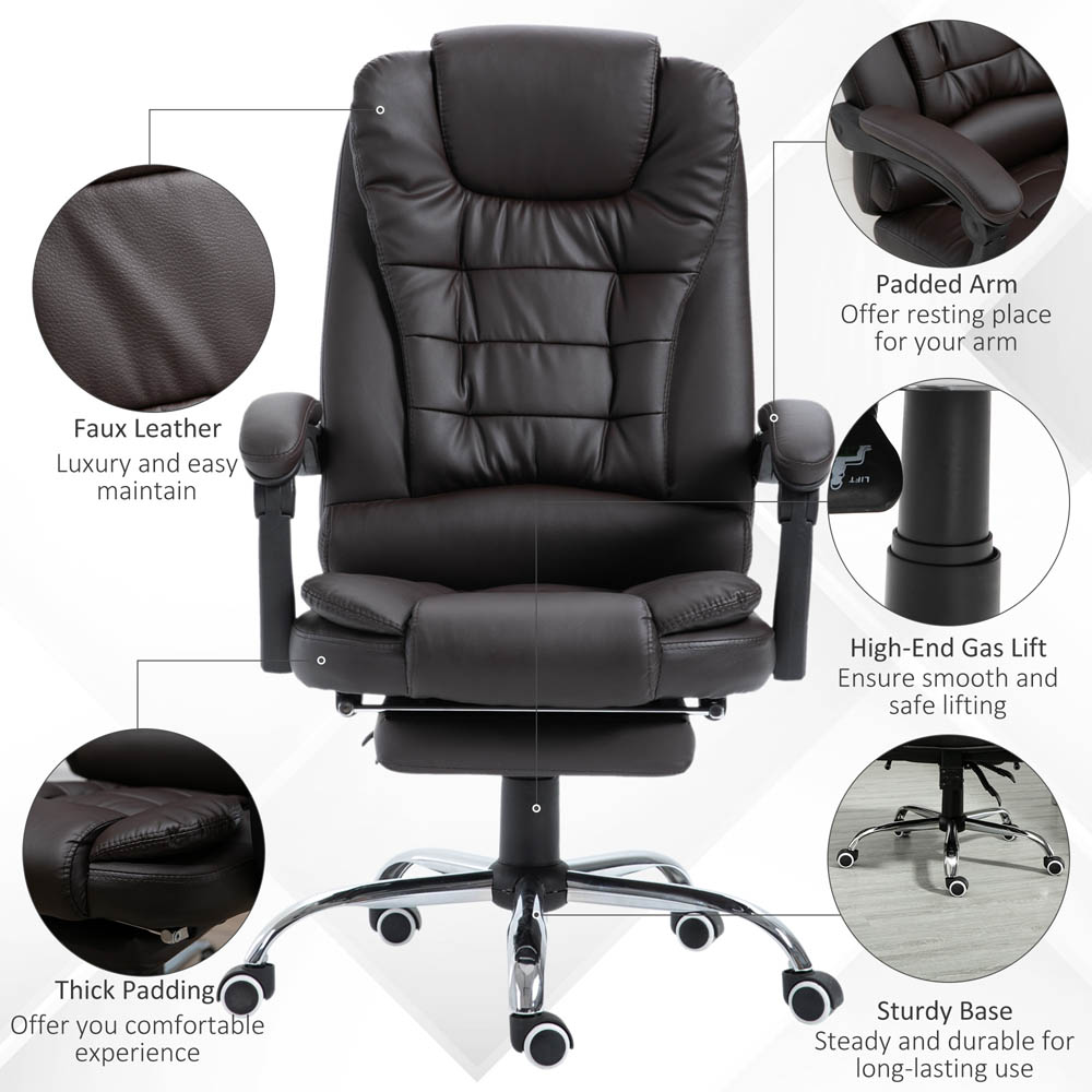 Portland Brown PU Leather Swivel Executive Office Chair Dark Brown Image 3