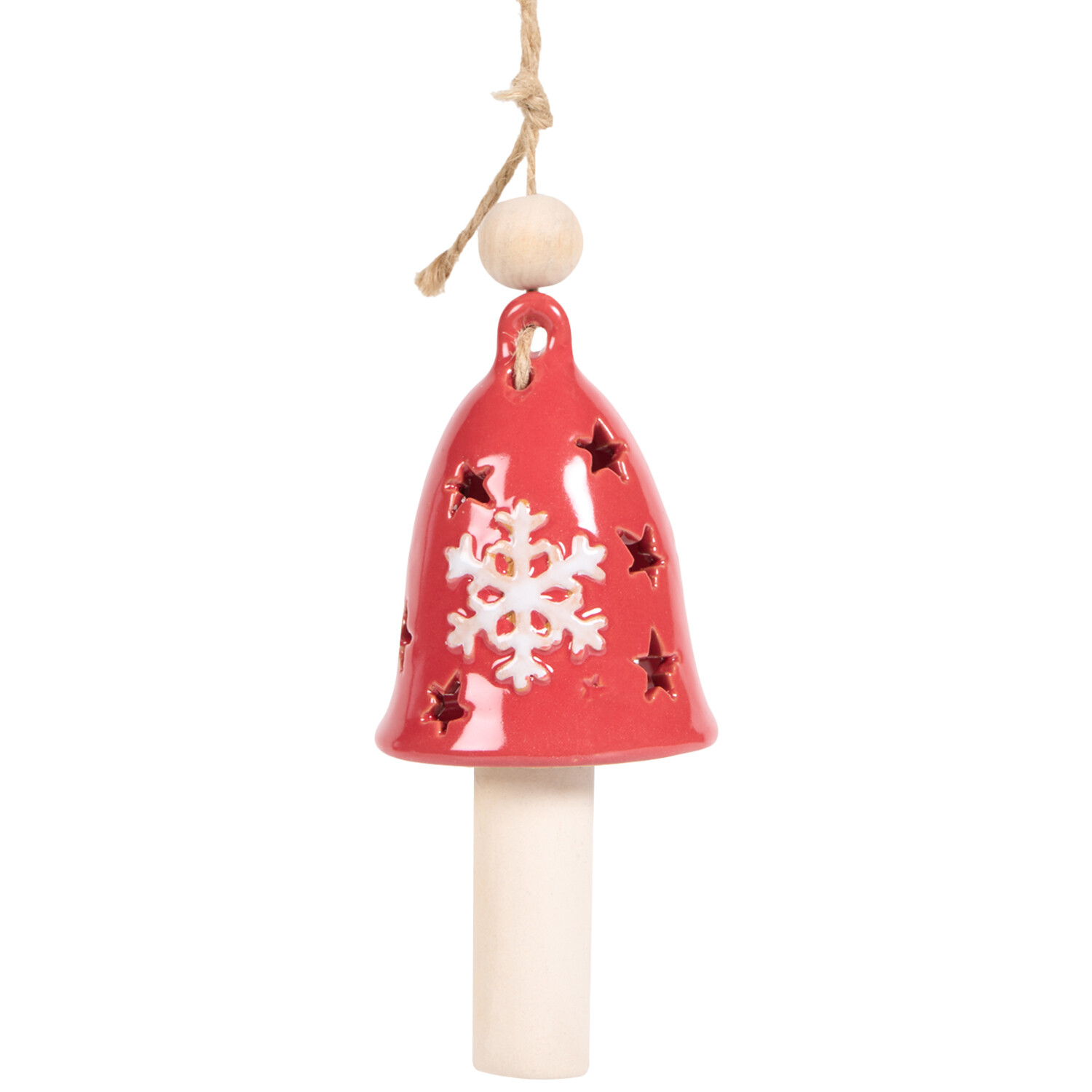 Hanging Ceramic Christmas Bell Red or White Image 2
