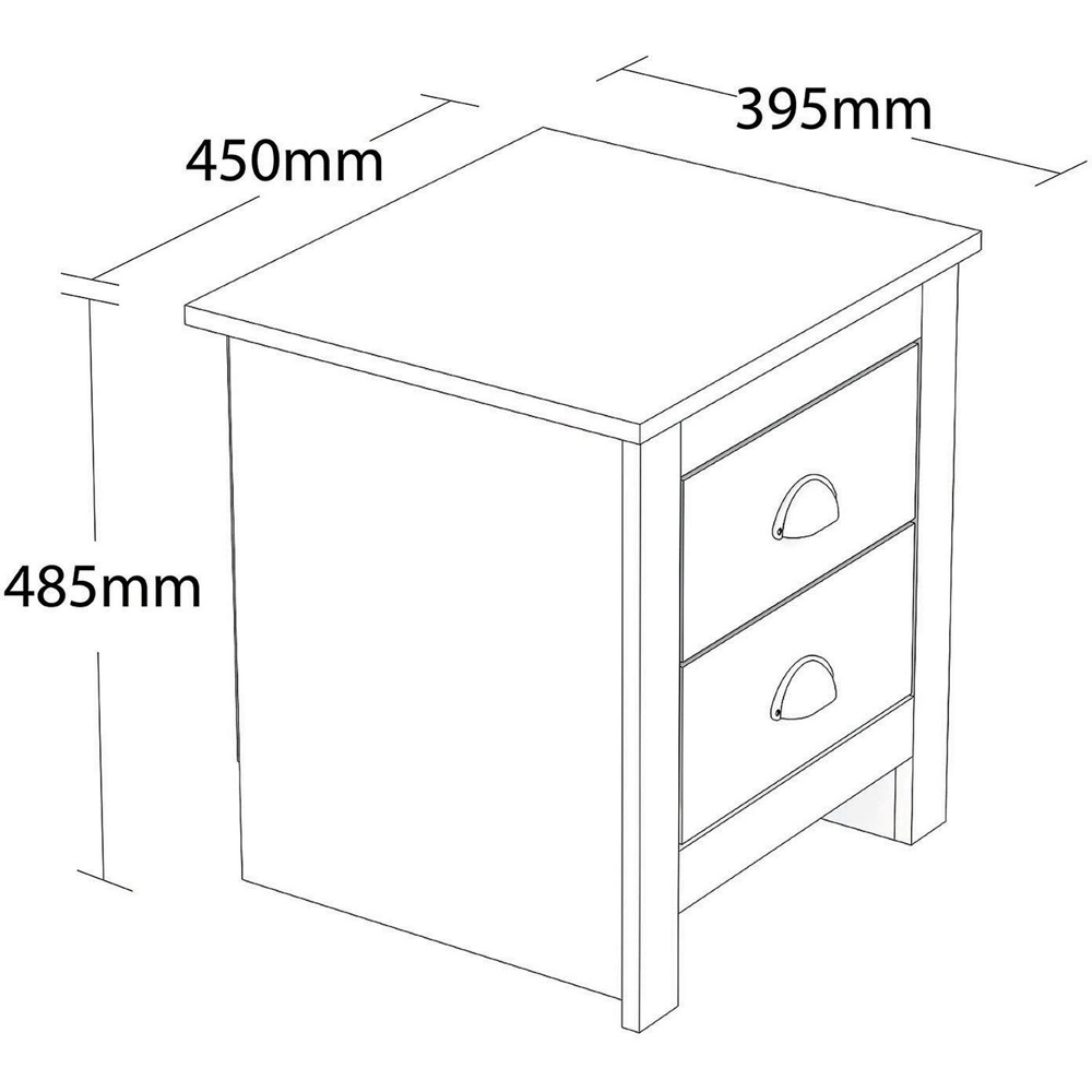 Lexington 2 Drawer Grey Bedside Table Image 3