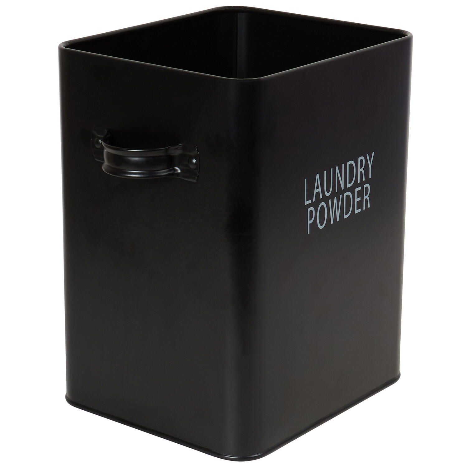 Malmo Laundry Powder Box with Dark Wood Lid Black Image 3