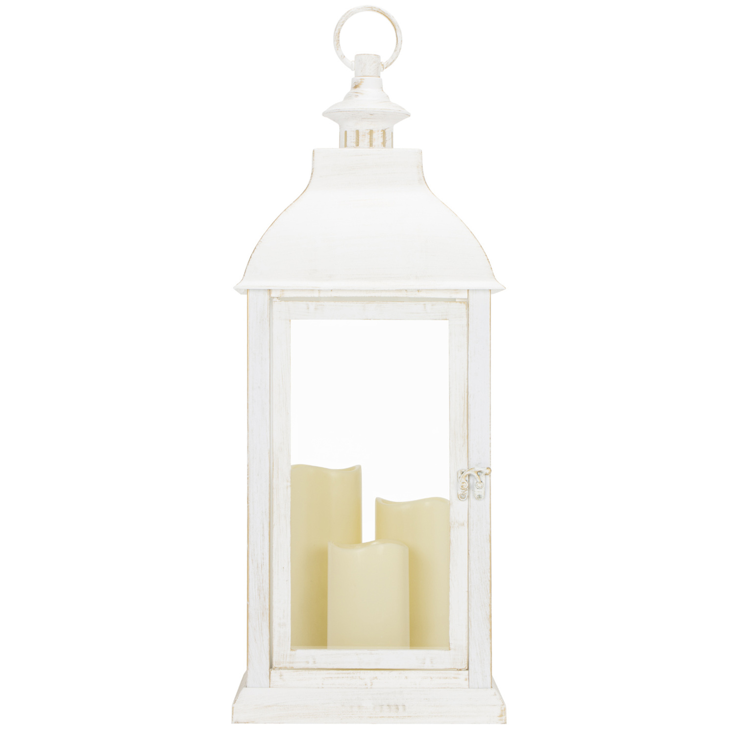White Washed Triple LED Lantern Image 2