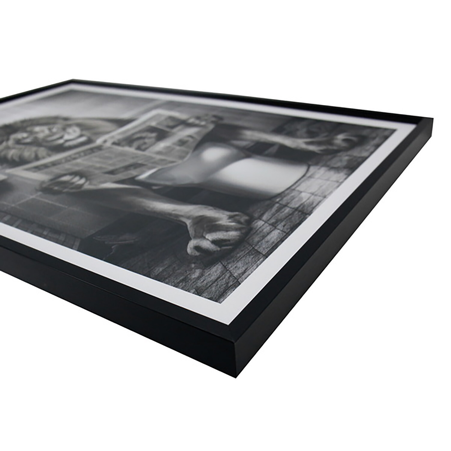 Humorous Bathroom Lion Framed Print - Black Image 3