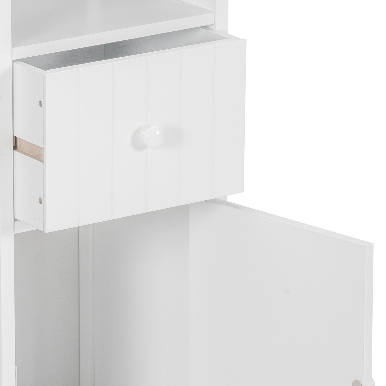Kingston Single Door Single Drawer White Floor Cabinet Image 4