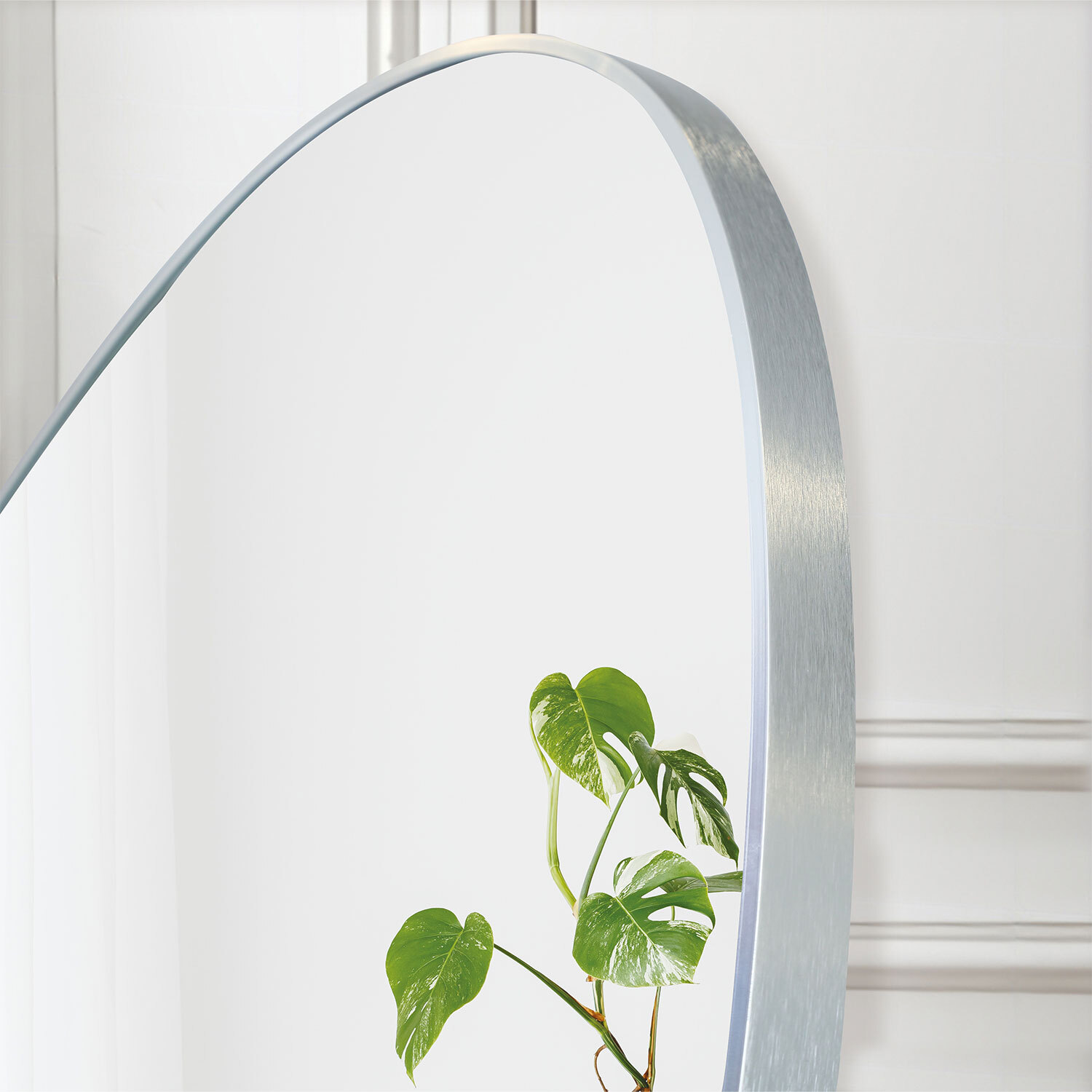 Brushed Long Oval Mirror - Silver Image 3