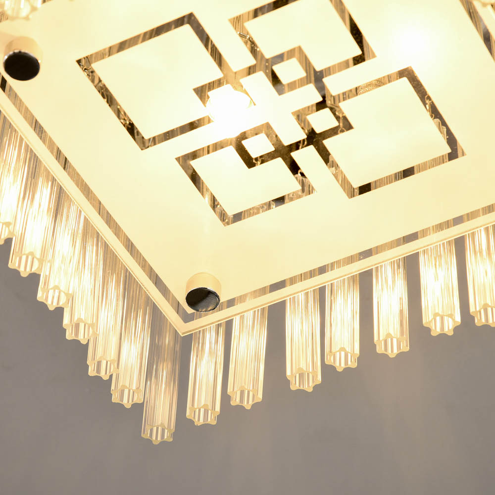 HOMCOM Raindrop Crystal Chandelier Flush Mount Ceiling Light G9 Bulbs Required Image 8