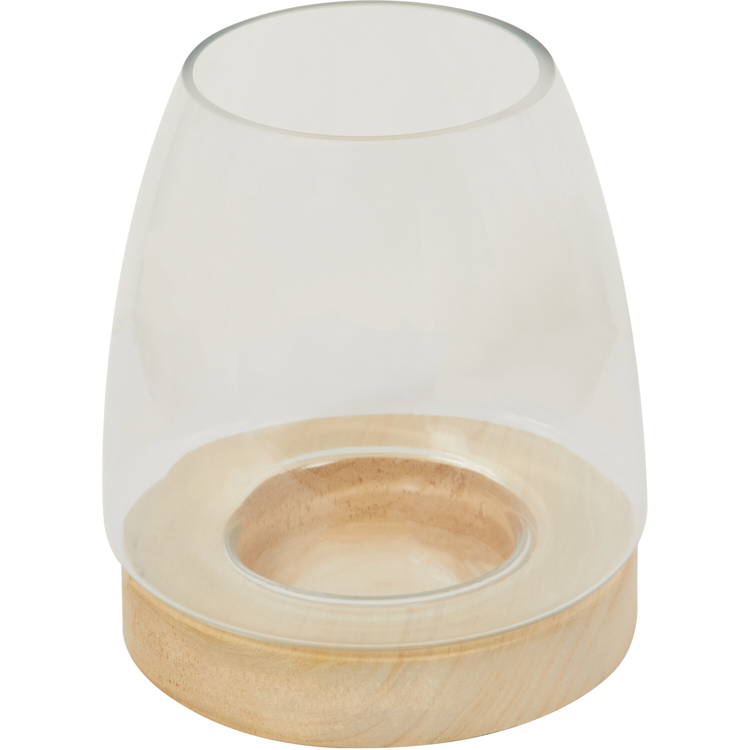 Glass Hurricane with Wooden Base Image 2