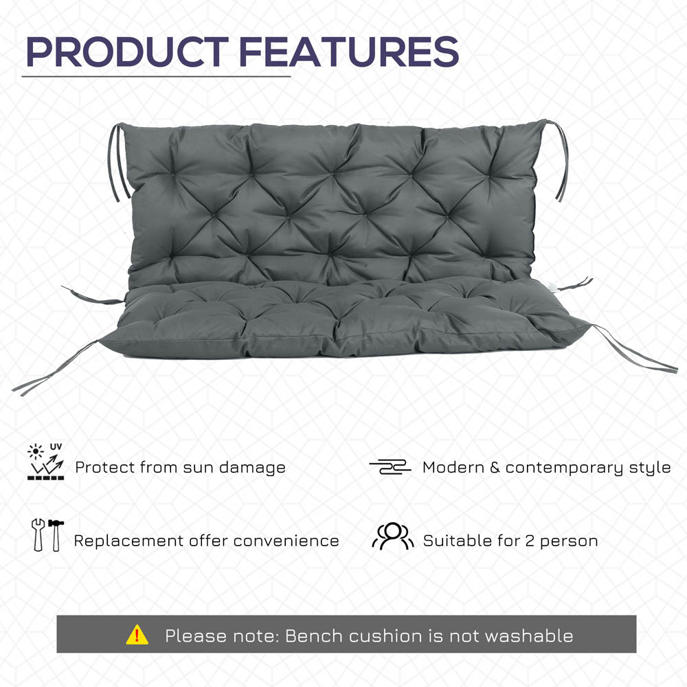 Outsunny Garden Bench Cushion 2 Seater Swing Chair Cushion Outdoor Seat Pad Image 4