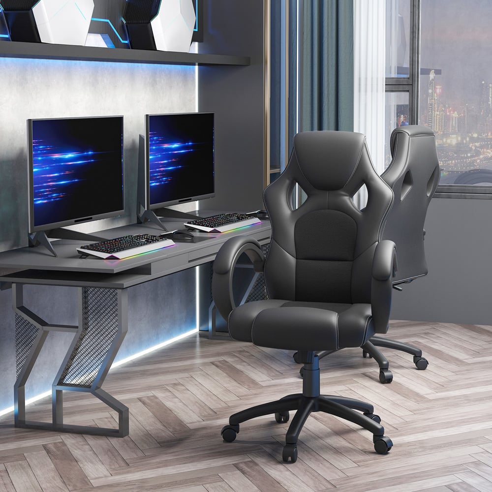 Portland Black High Back Faux Leather Home Gaming Chair Image 8