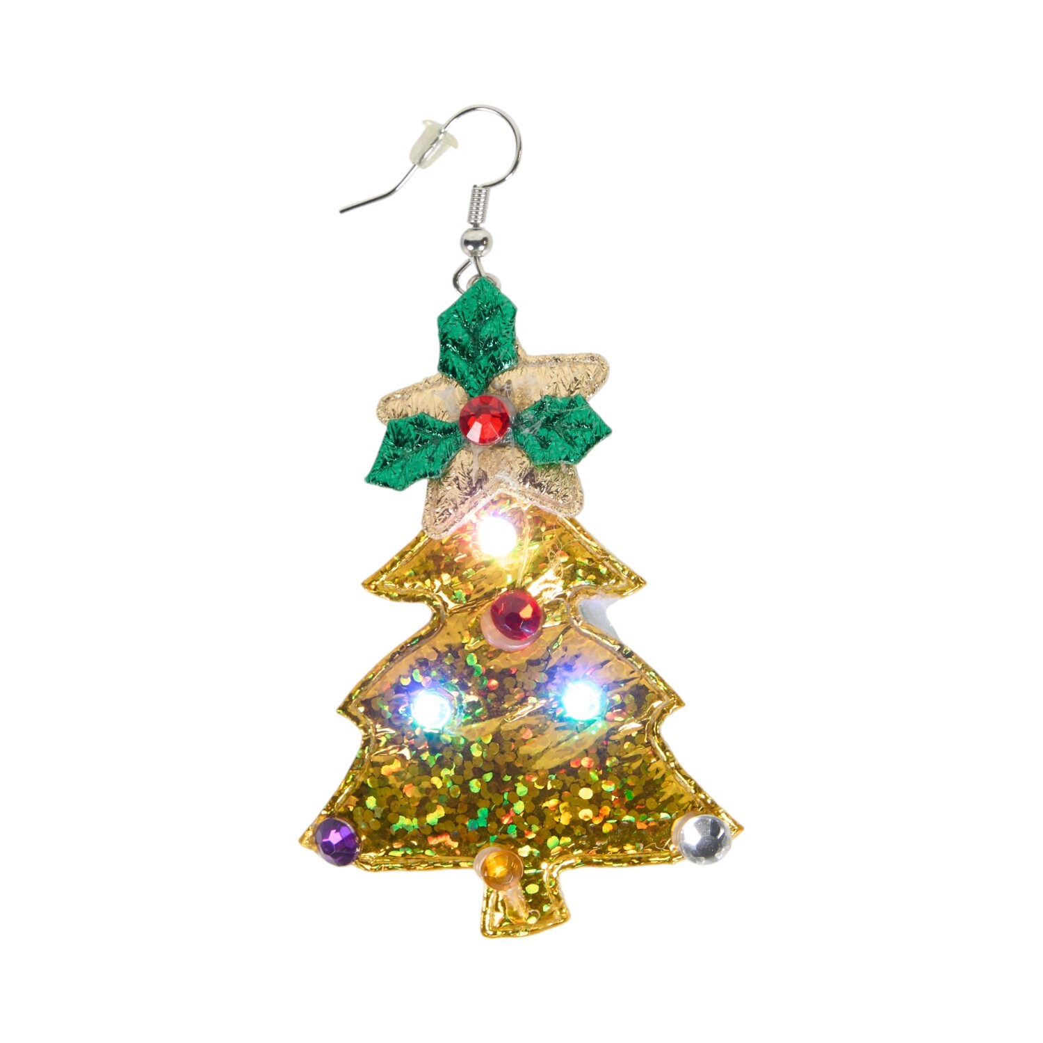 Light Up Christmas Tree LED Earrings Image 4