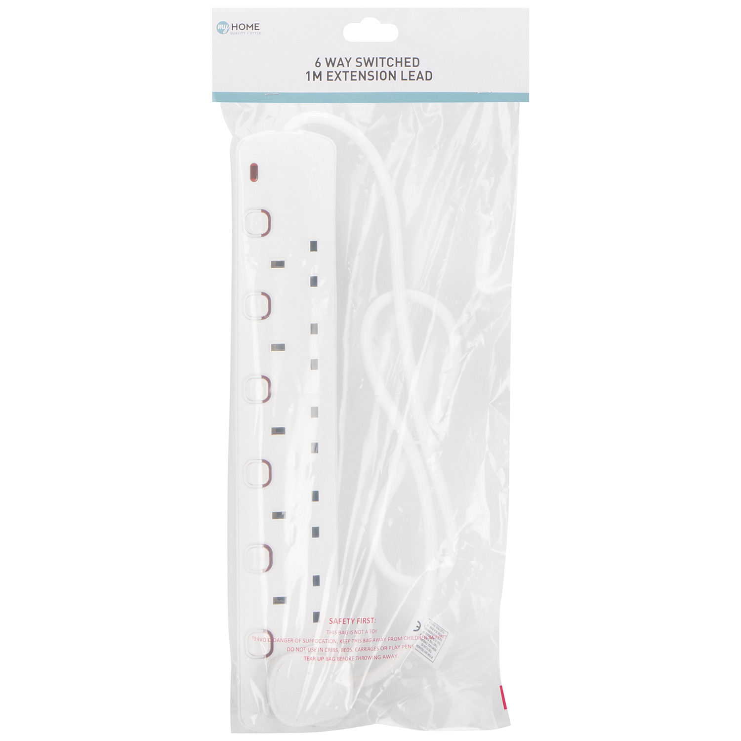 6 Gang 1m Switched Extension Lead Image 2