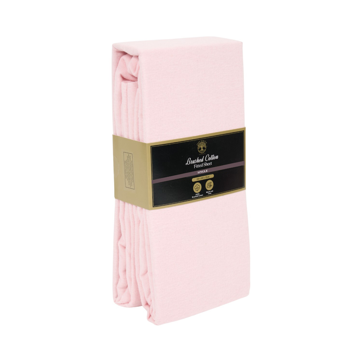 Cosy Brushed Cotton Fitted Sheet Blush Single Image 2