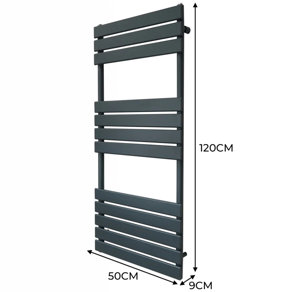 Monster Shop 2070BTU Anthracite Grey Flat Panel Towel Radiator 1200 x 500mm Image 6