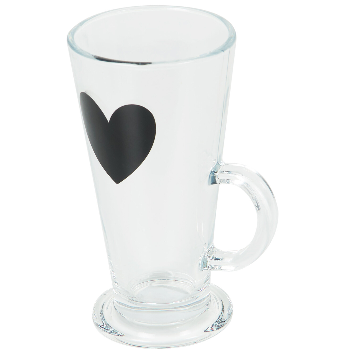 Glass Latte Mug with Black Heart Decal 270ml Clear and Black Image 3