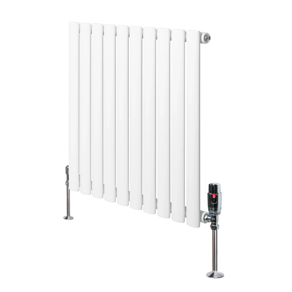 MonsterShop White Oval Single Column Radiator and Chrome Valve Set 1950 BTU 600 x 600mm Image 3