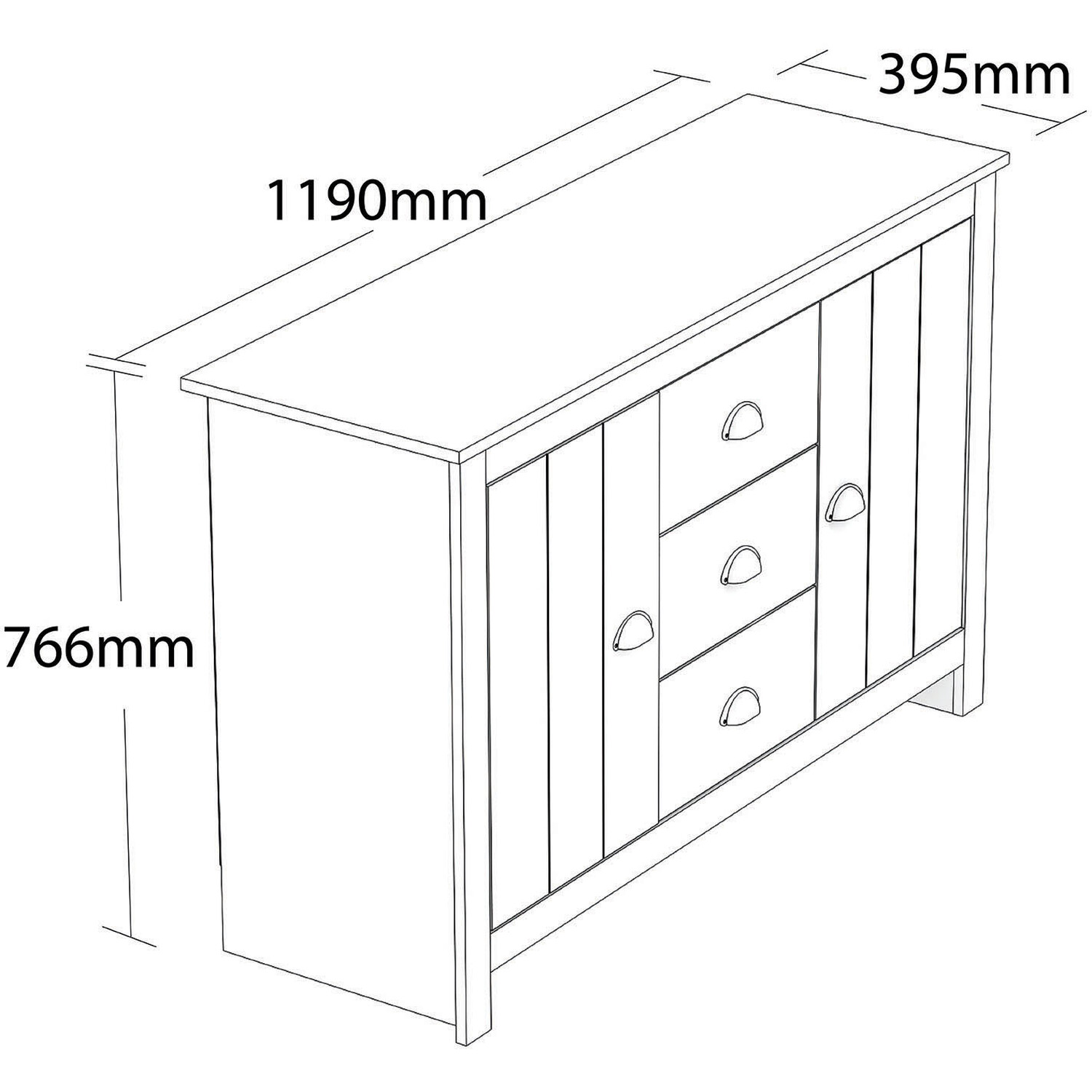 Lexington 2 Door 3 Drawer Grey Sideboard Image 2