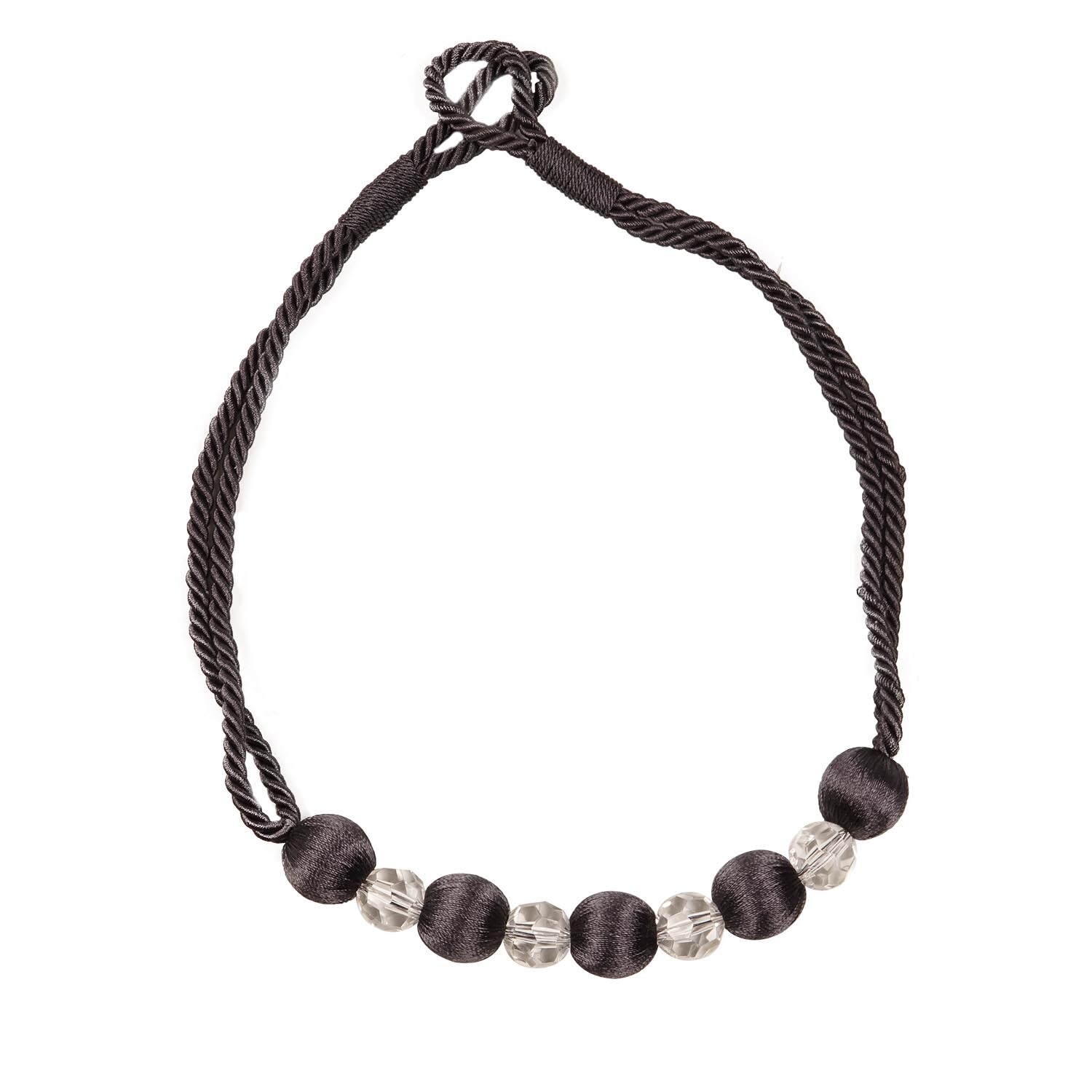 Bead Covered Yarn Tieband - Ivory Image 2