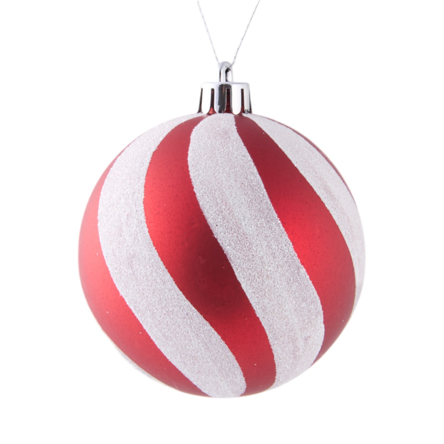 Pack of 50 Candy Cane Lane Patterned Baubles Red Image 3