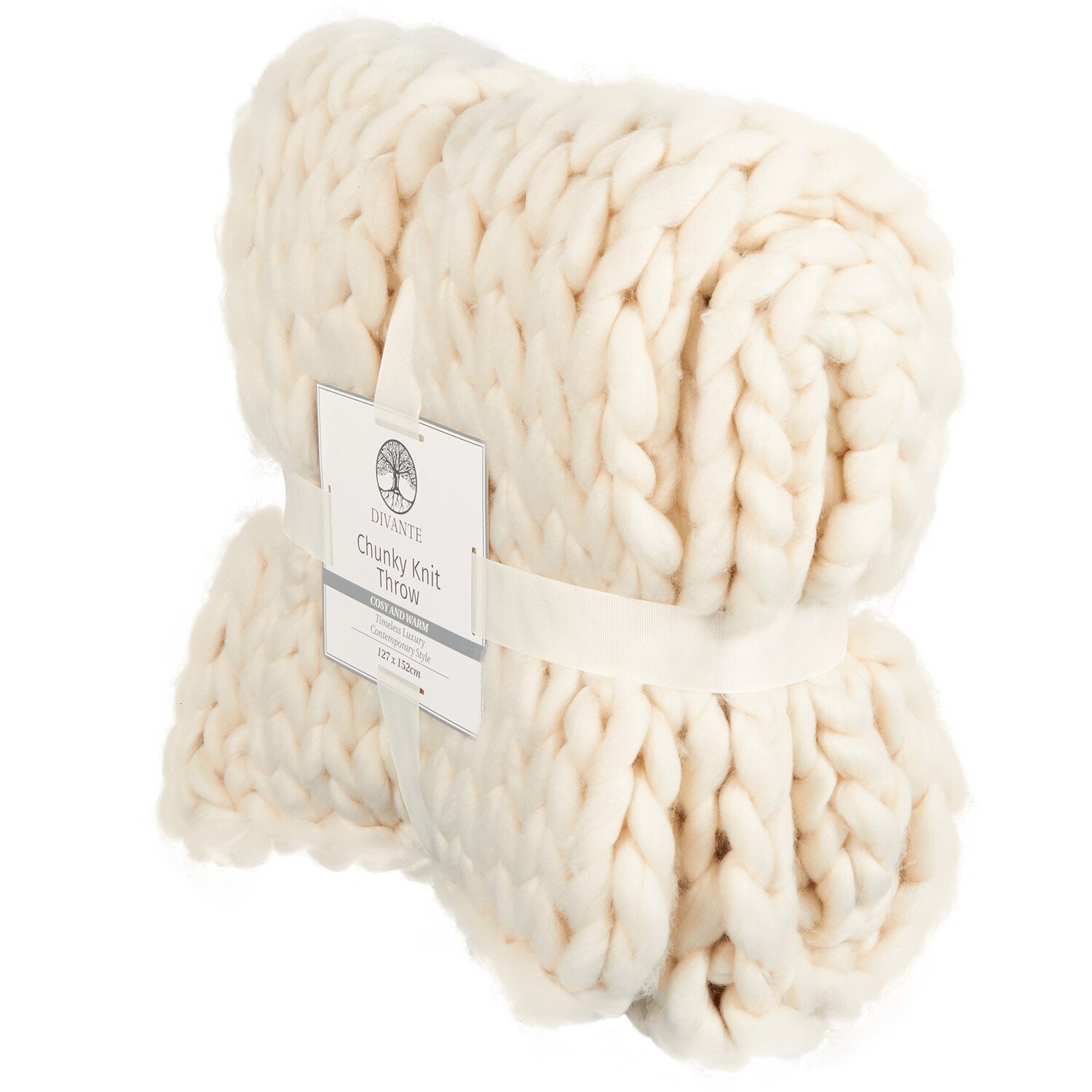 Divante Chunky Knit Throw - Ivory Image 2