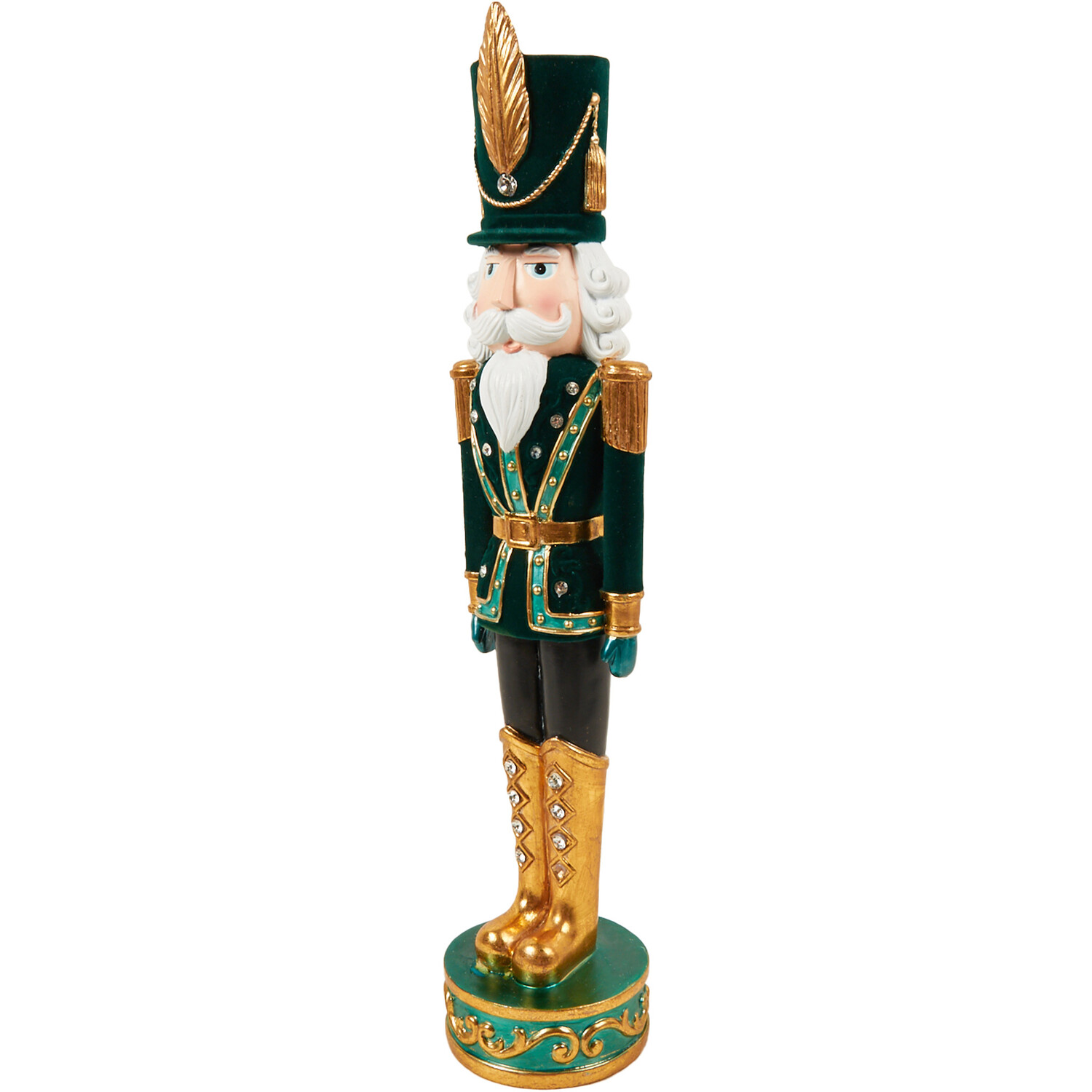 Flocked Nutcracker Emerald and Gold Image 2