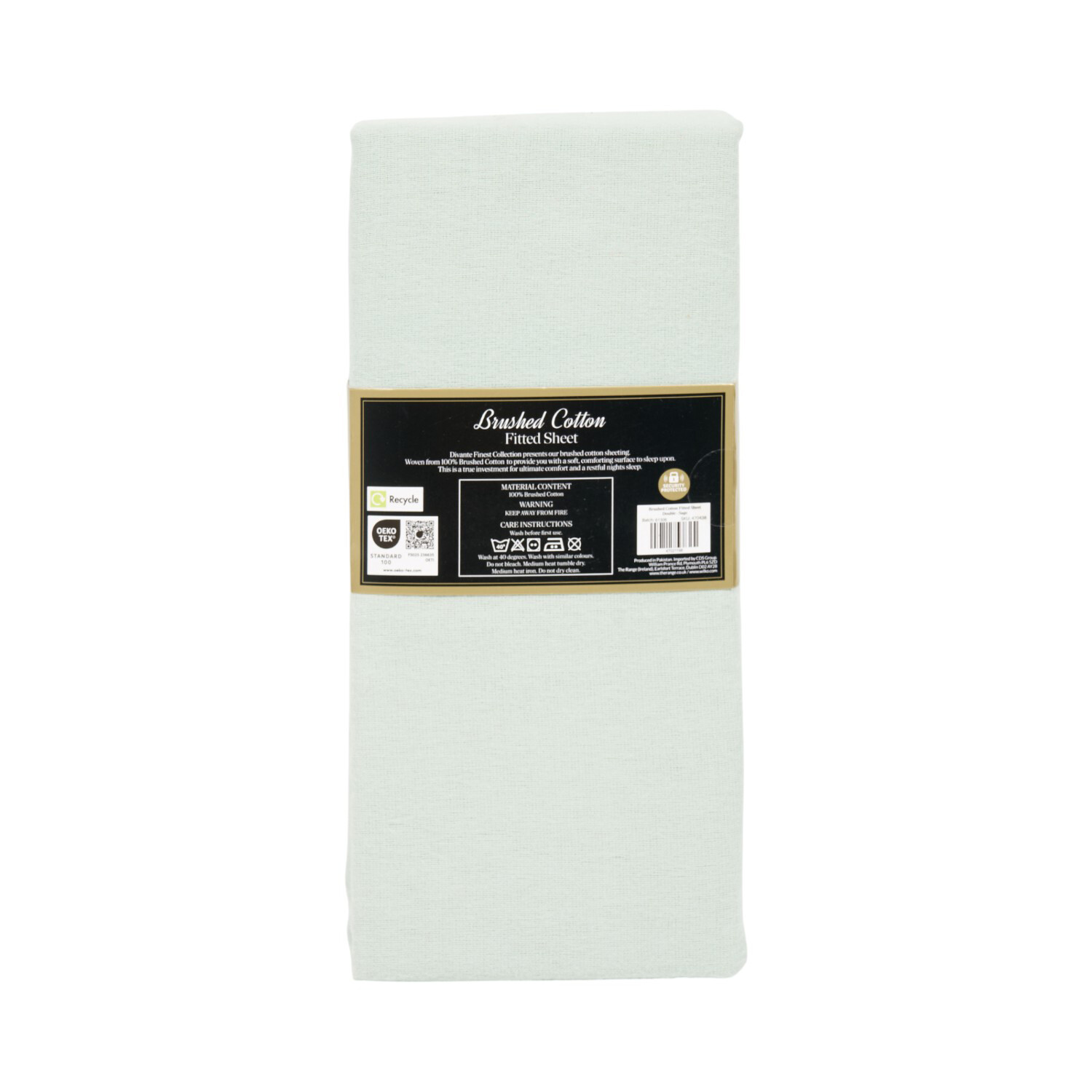 Cosy Brushed Cotton Fitted Sheet Sage Single Image 3