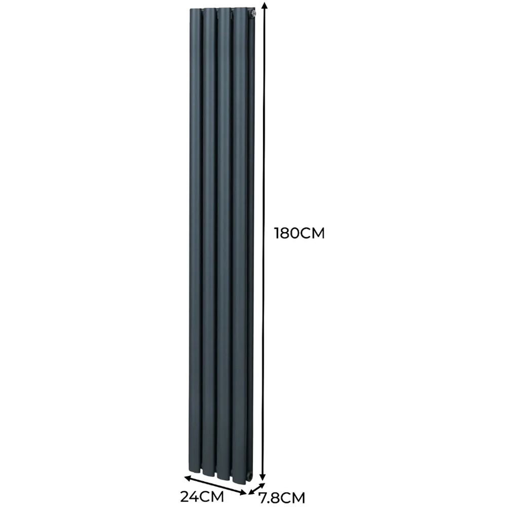 Monster Shop 3211BTU Anthracite Grey Oval Column Radiator 1800 x 240mm Image 6