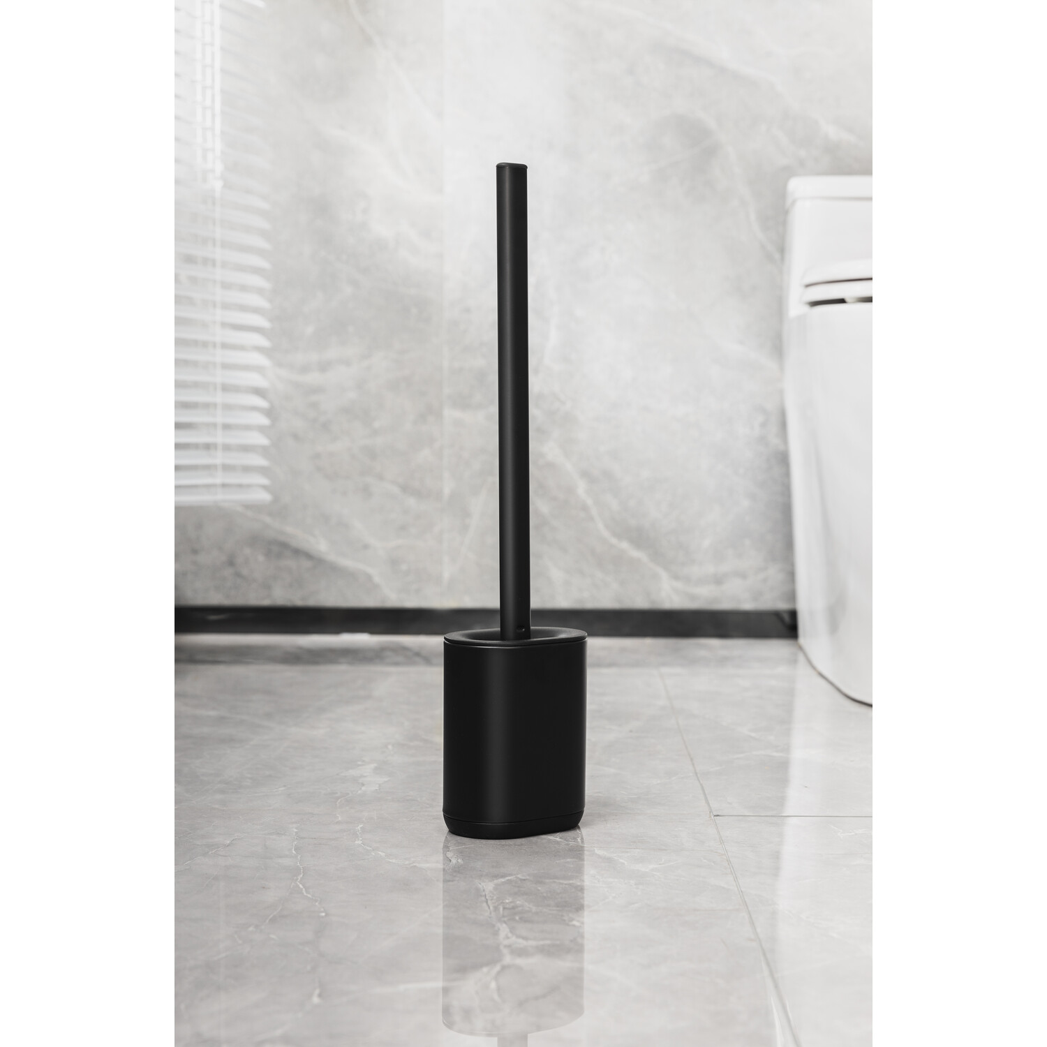 Plastic Toilet Brush Holder Matte Black - Black Image 2