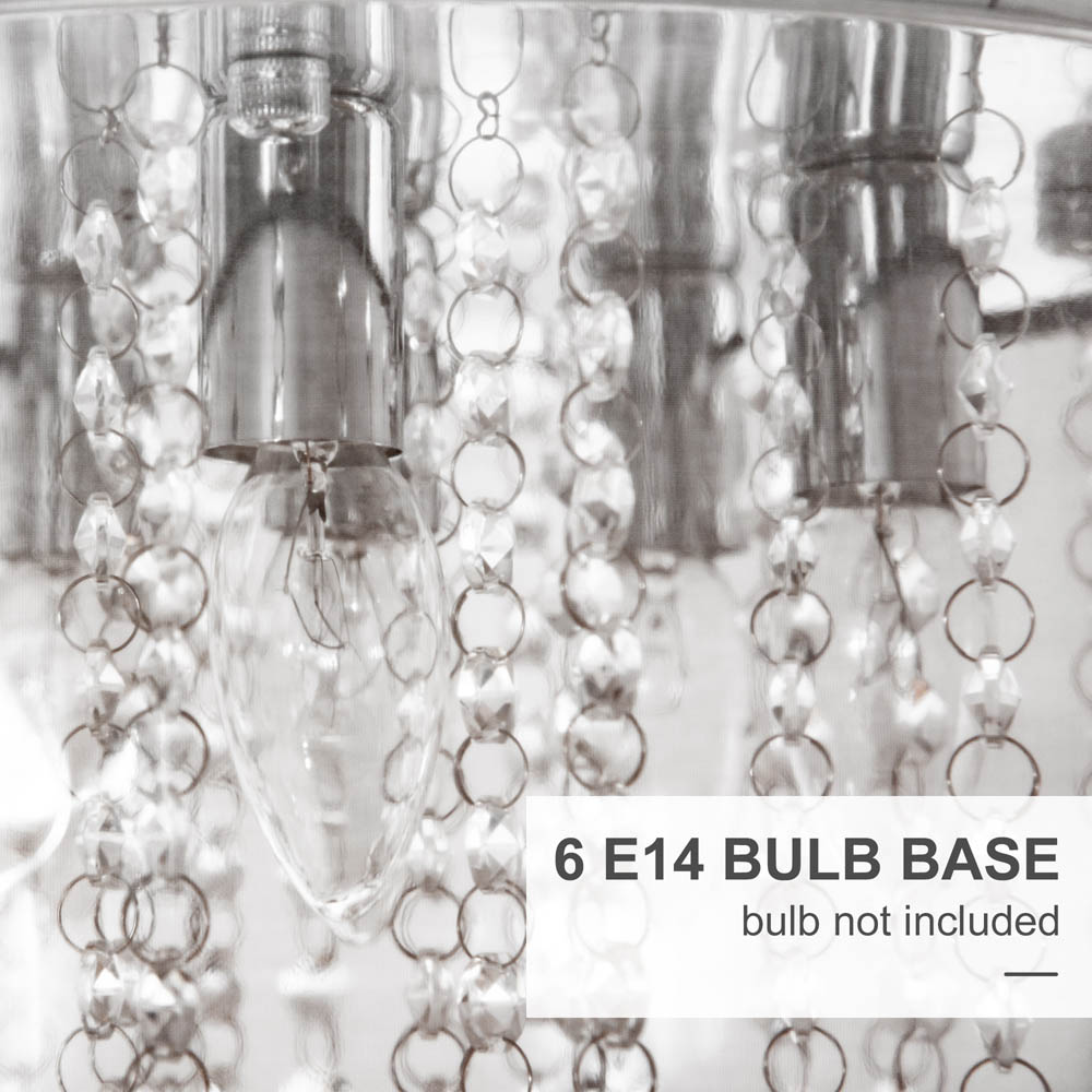 HOMCOM Modern Crystal Chandelier Flush Mount Ceiling Light for Bedroom, 40cm Image 3
