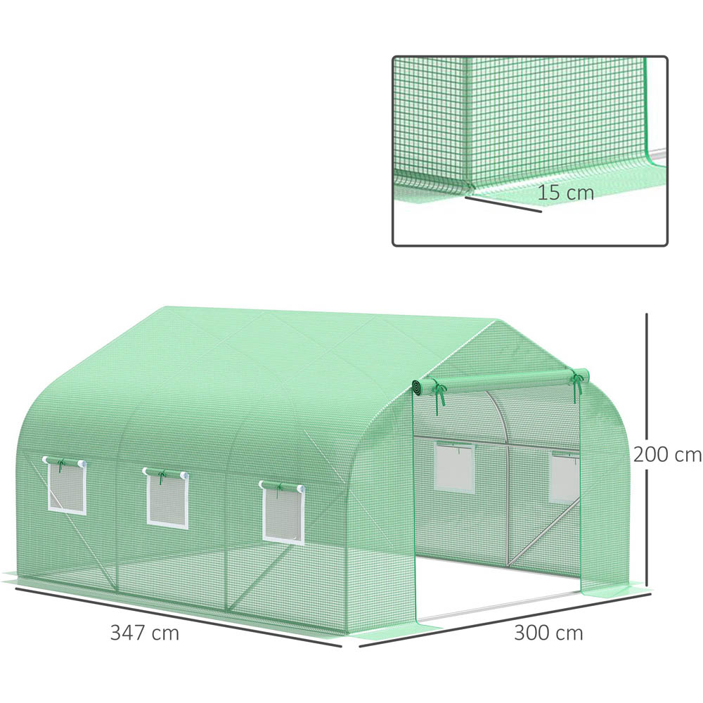 Outsunny Walk In Greenhouse Cover Replacement Growhouse PE Cover 3.5x3x2m Green Image 9
