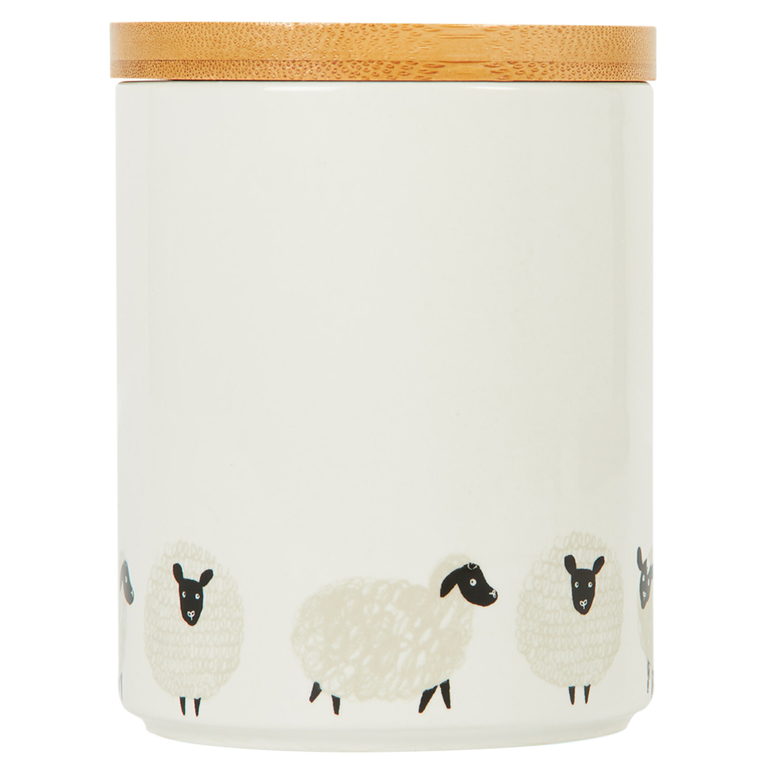 Highland Flock Canister with Bamboo Lid - White / Sugar Image 3
