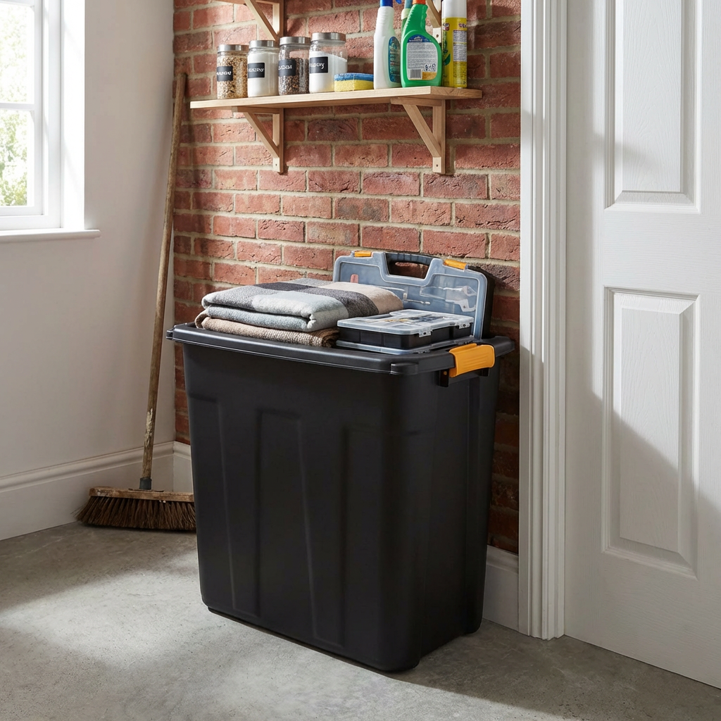 120L Black Lockable Storage Box with Cover Image 2