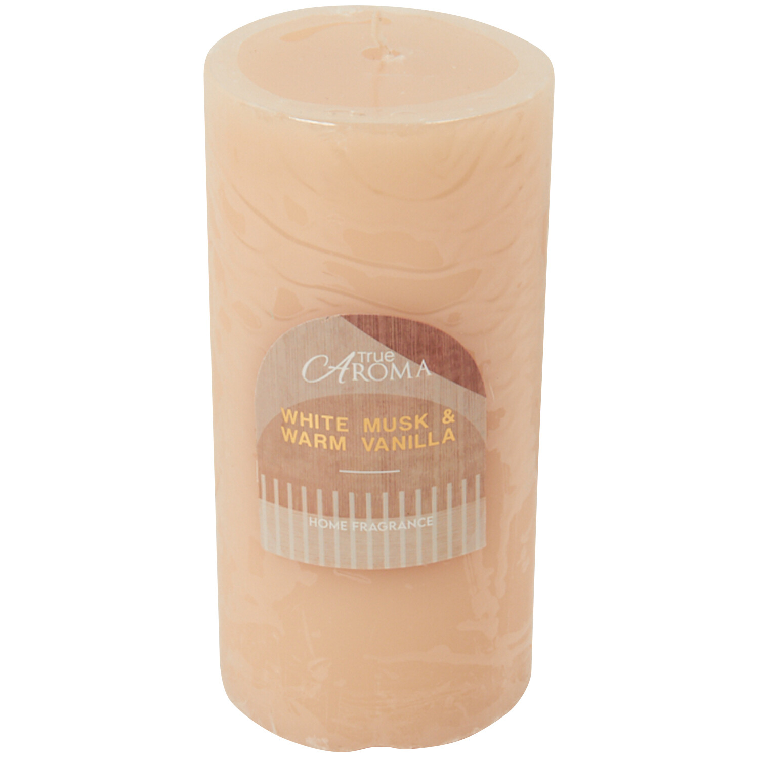 White Musk and Warm Vanilla Scented Pillar Candle - Beige Image 2