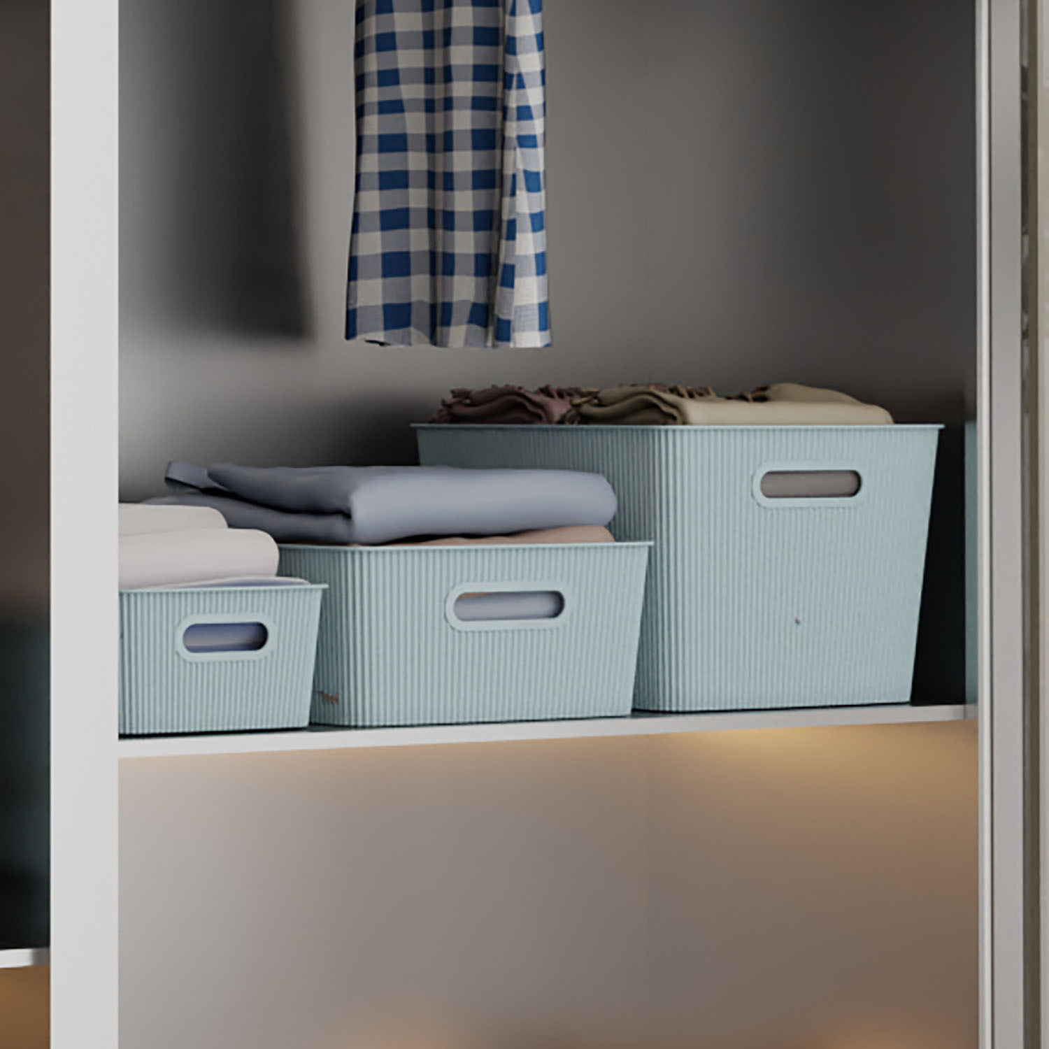 My Home Ribbed Storage Basket - Slate / Small Image 3