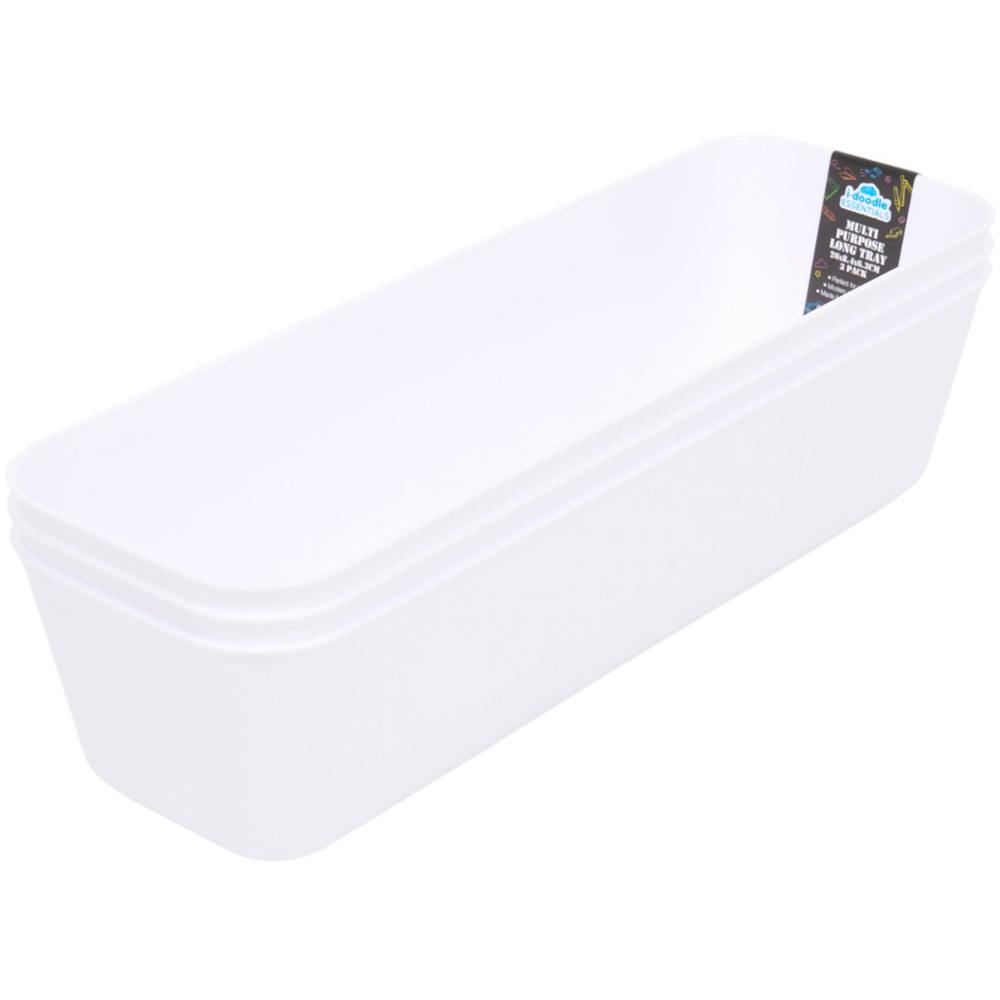 Long Multi Purpose Plastic Storage Tray 3 Pack Image 2