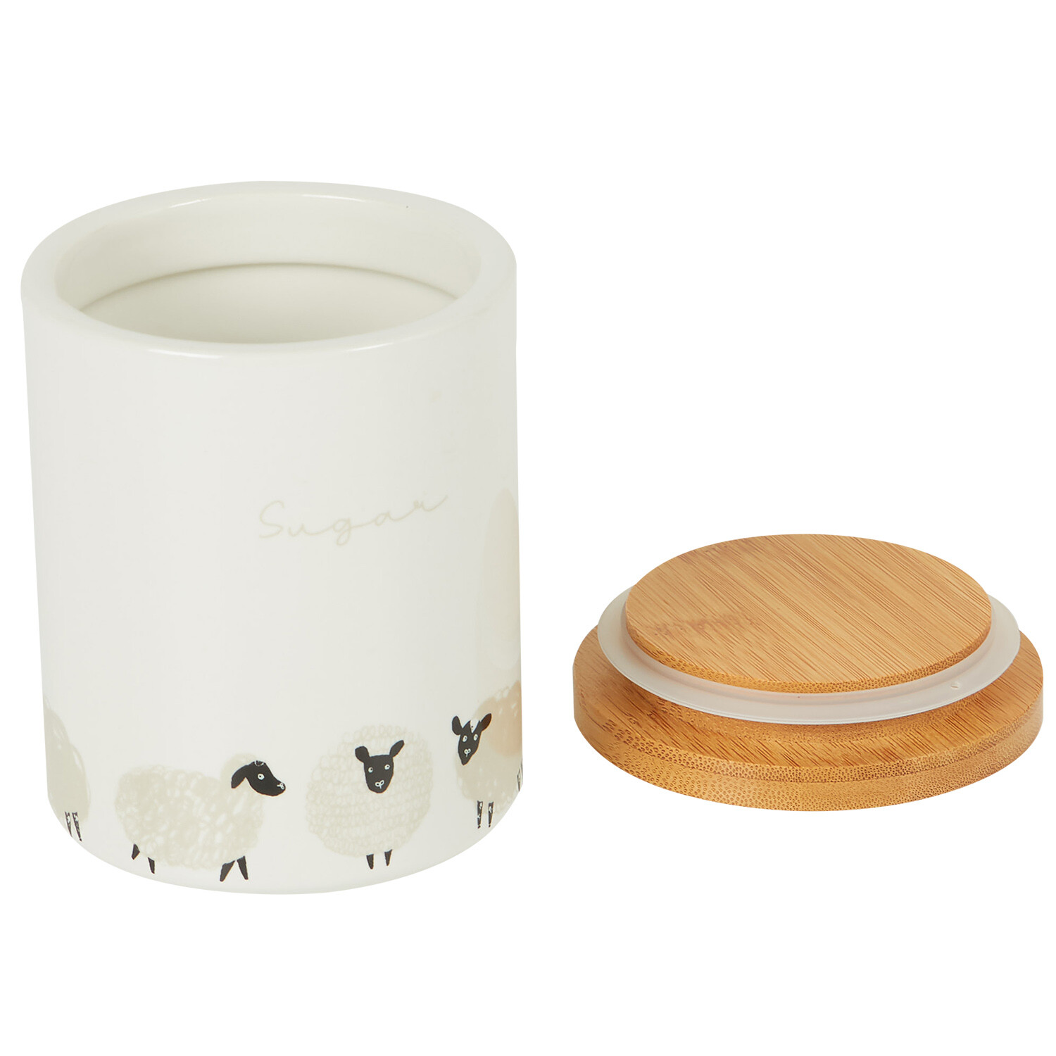 Highland Flock Canister with Bamboo Lid - White / Sugar Image 4