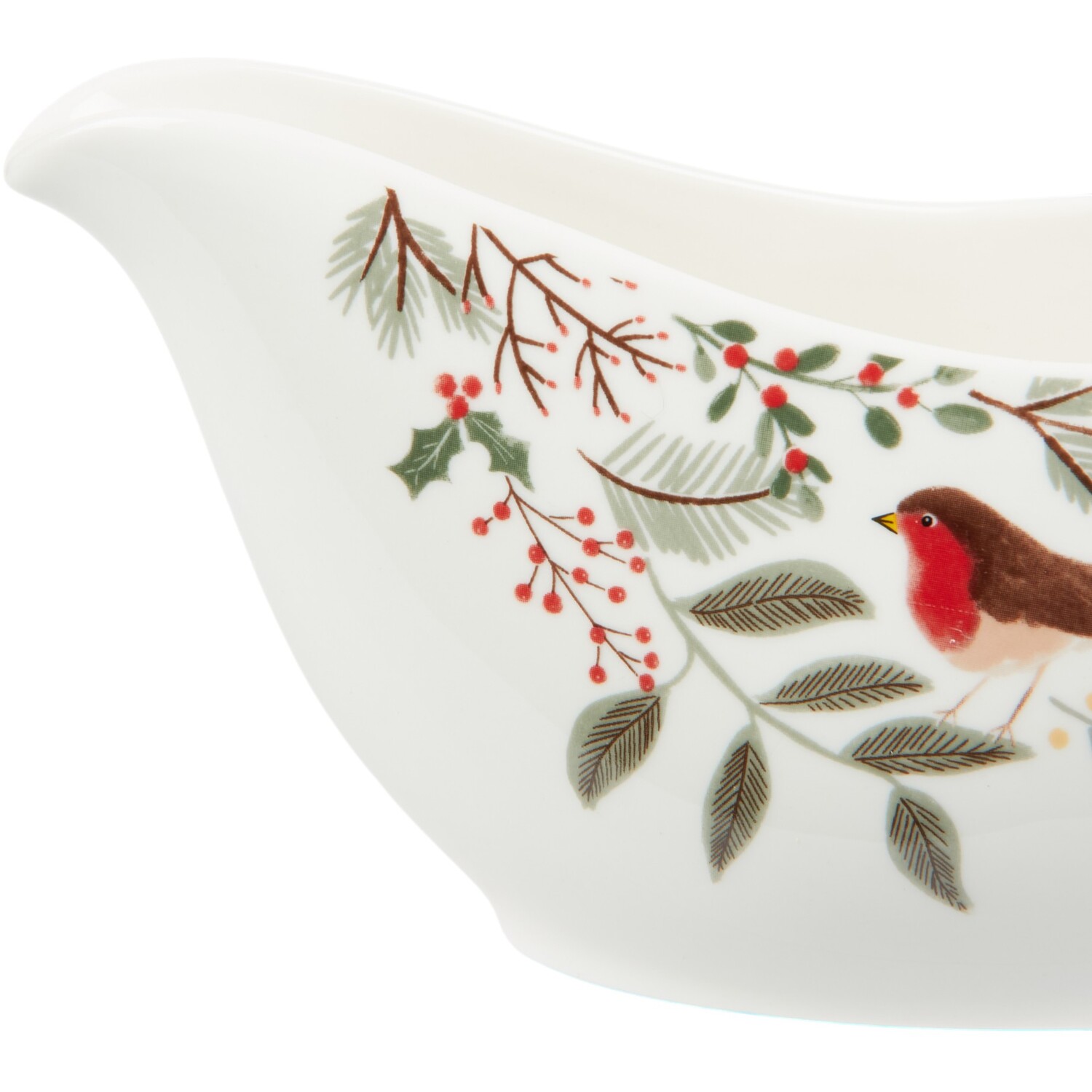 Merry Robin Gravy Boat White Image 5