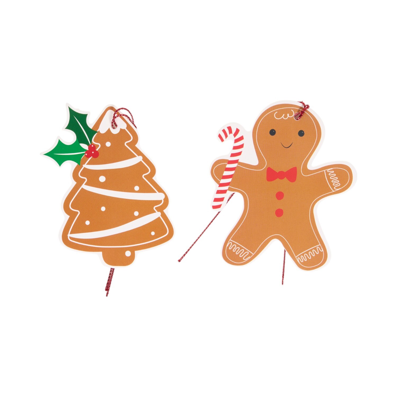 Pack of 12 Cute Gingerbread Gift Tags Brown Image 2