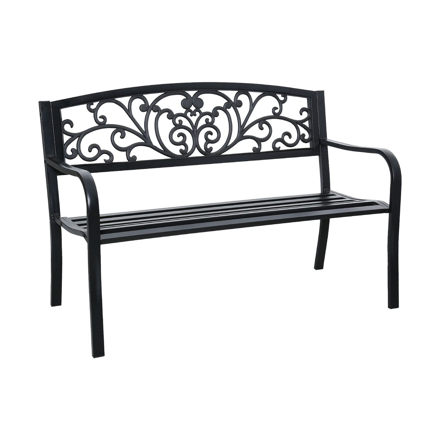 Evie Metal Garden Bench - Black Image 4