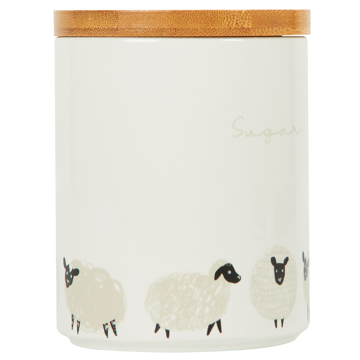 Highland Flock Canister with Bamboo Lid - White / Sugar Image 2