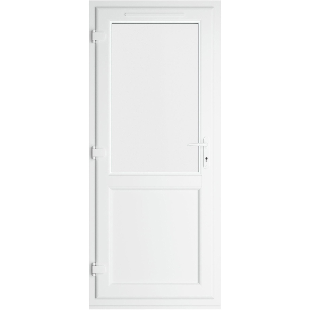 Crystal Half Glass Half Panel RH White Clear Glass uPVC Triple Glazed Door 890 x 2090mm Image 2