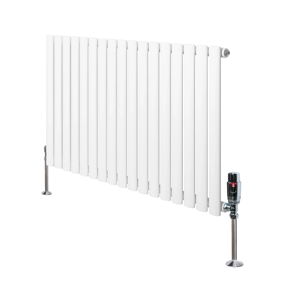 MonsterShop White Oval Single Column Radiator and Chrome Valve Set 3310 BTU 600 x 1020mm Image 3