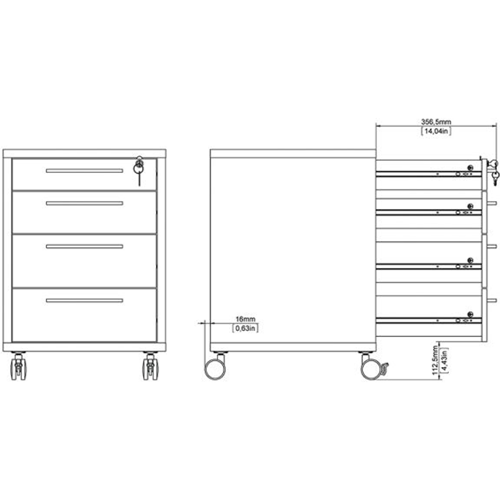 Furniture To Go Prima Oak 4 Drawer Mobile Cabinet Image 9