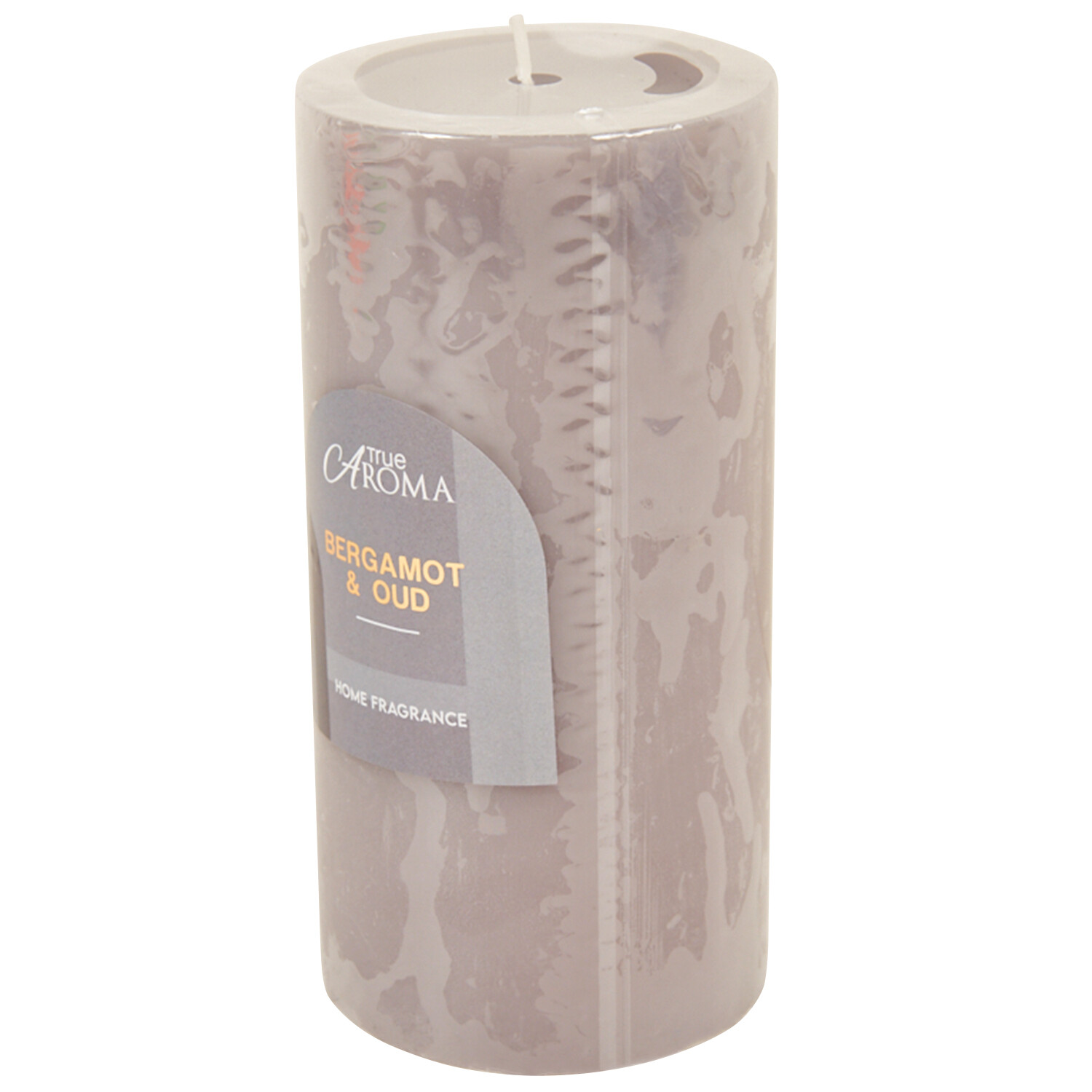 Bergamot and Oud Scented Pillar Candle - Grey Image 2