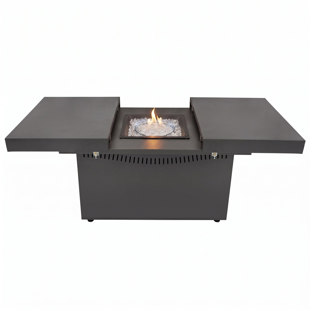 MonsterShop Grey 5 Seater Reclining Garden Lounge Set with Firepit and Rain Cover Image 4