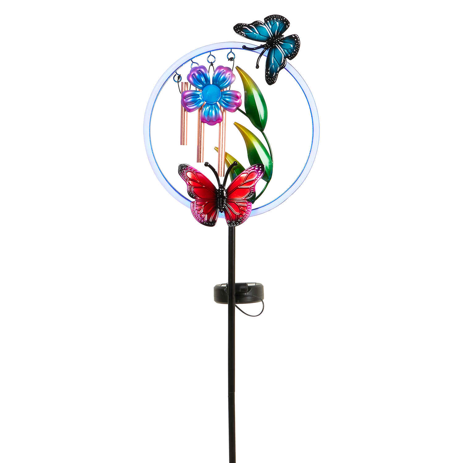Solar Neon Windchime Stake Light - Pink Image 3
