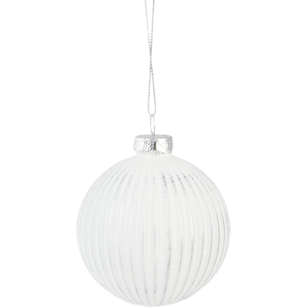 Pack of 6 Antique Glass Baubles White Image 2