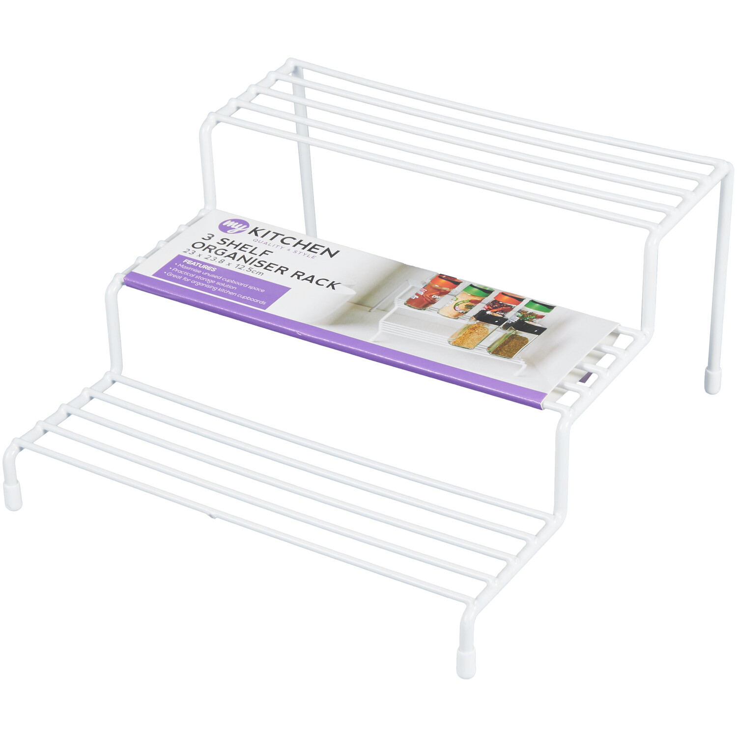 White Metal 3 Shelf Cupboard Organiser - White Image 2