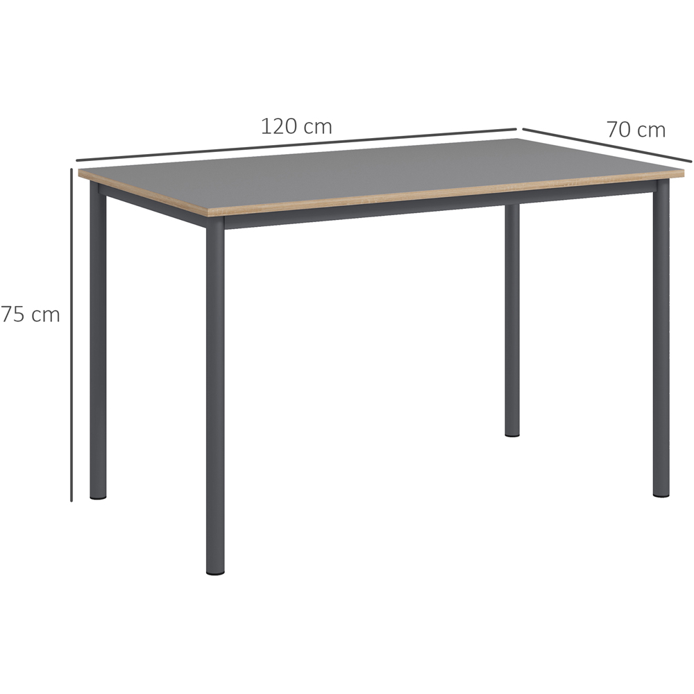 HOMCOM 120cm Minimalistic Dining Table Steel Frame Foot Pads Simple Style Grey Image 9