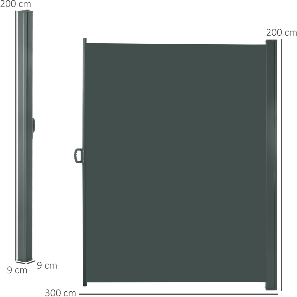 Outsunny 3x2M Retractable Side Awning Screen Fence Patio Privacy Divider Grey Image 9