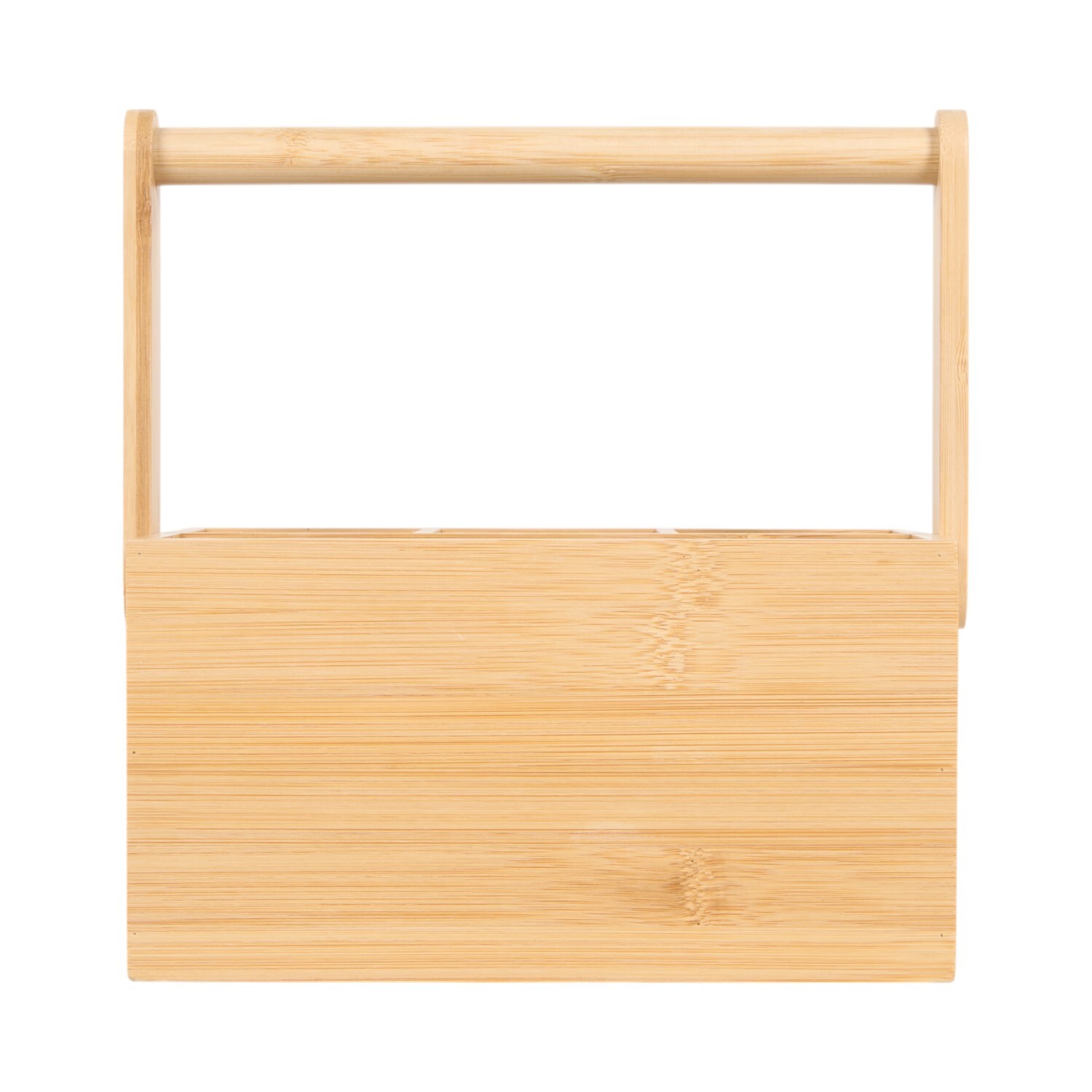 4 Compartment Bamboo Utensil Holder Natural Image 2