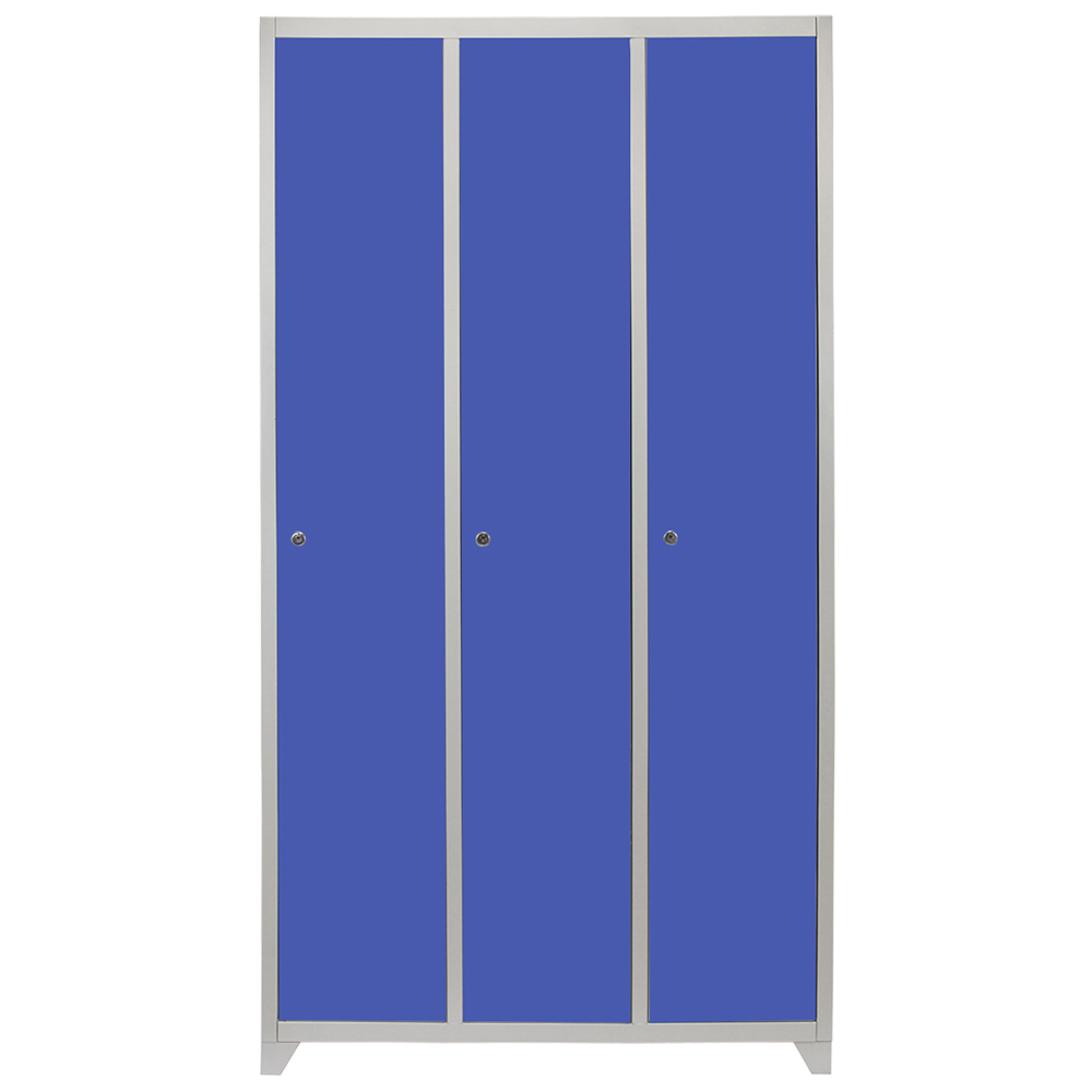 MonsterShop 3 Door Blue Wide Metal Storage Locker Image 3